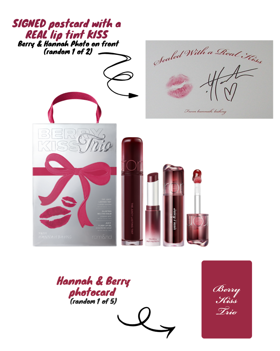 rom&nd x hannah bahng: Berry Kiss Trio *SIGNED & KISSED POSTCARD VER.*